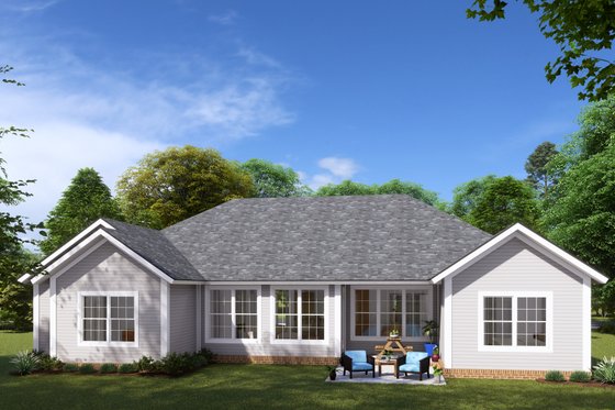 Exterior - Rear Elevation for Ranch House Plan #513-19 - 5 bed, 3 bath