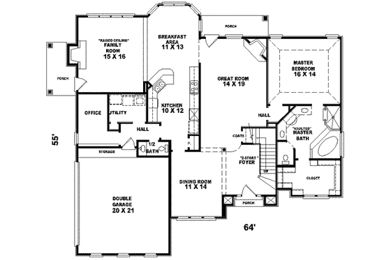 Floor Plan - Main Floor for European House Plan #81-558 - 3 bed, 2.5 bath