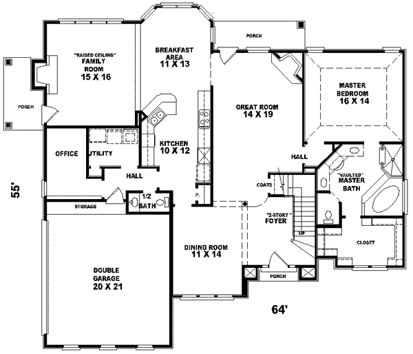 European Style House Plan - 3 Beds 2.5 Baths 2965 Sq/Ft Plan #81-558 ...