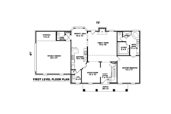 Floor Plan - Main Floor for Colonial House Plan #81-1450 - 4 bed, 3.5 bath
