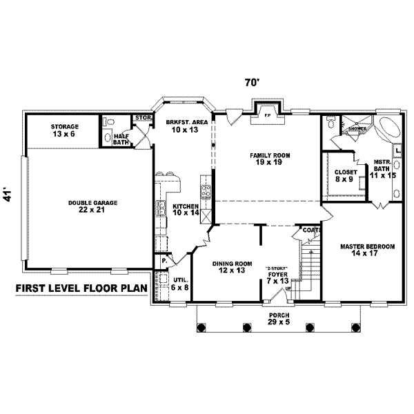 Colonial Floor Plan - Main Floor Plan #81-1450