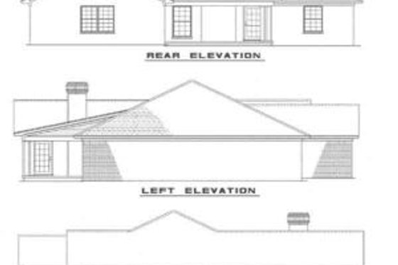 Exterior - Rear Elevation for Traditional House Plan #17-130 - 3 bed, 2 bath