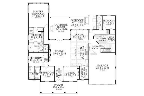 Floor Plan - Main Floor for Traditional House Plan #406-9664 - 4 bed, 3 bath