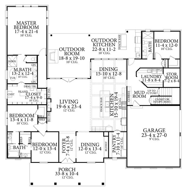 Home Plan - Traditional Floor Plan - Main Floor Plan #406-9664