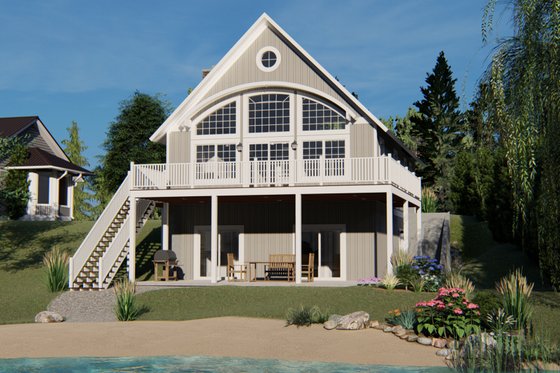 Lake House Plan with Loft