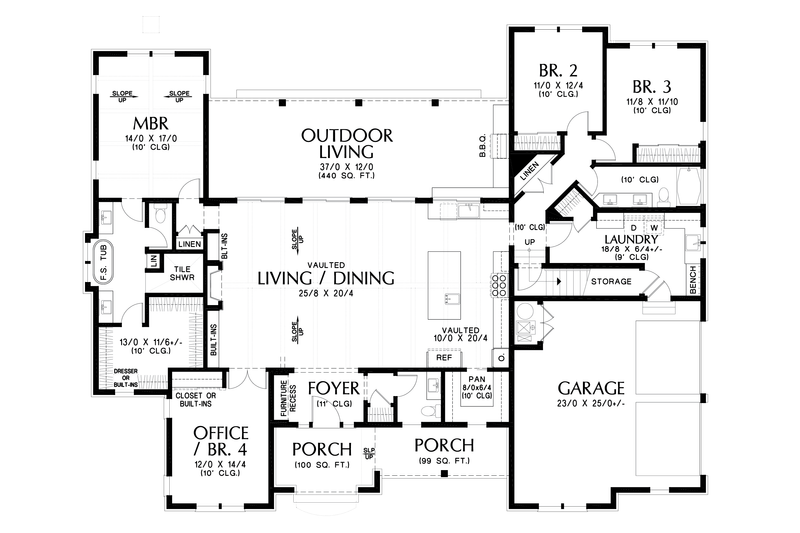 Dream House Plan - Floor Plan - Main Floor for Country House Plan #48-1142 - 4 bed, 2.5 bath