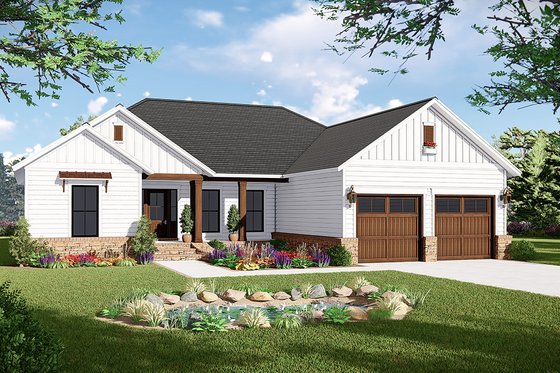 Architectural House Design - Country Exterior - Front Elevation Plan #21-454