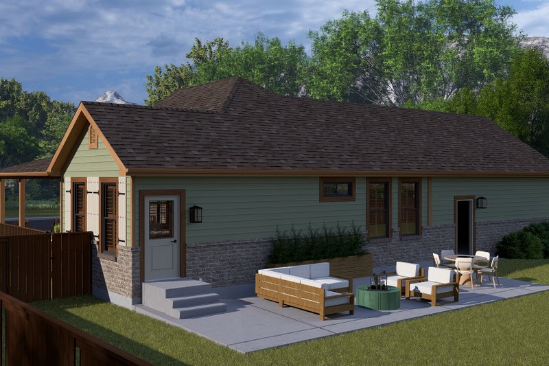 Architectural House Design - Exterior - Rear Elevation 2 for Ranch House Plan #1060-386 - 2 bed, 2 bath
