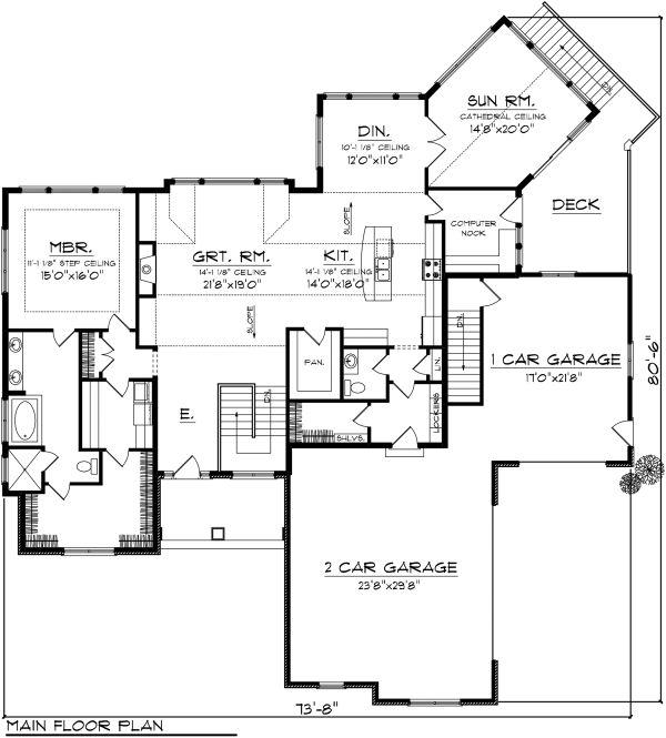 House Blueprint - Ranch Floor Plan - Main Floor Plan #70-1149