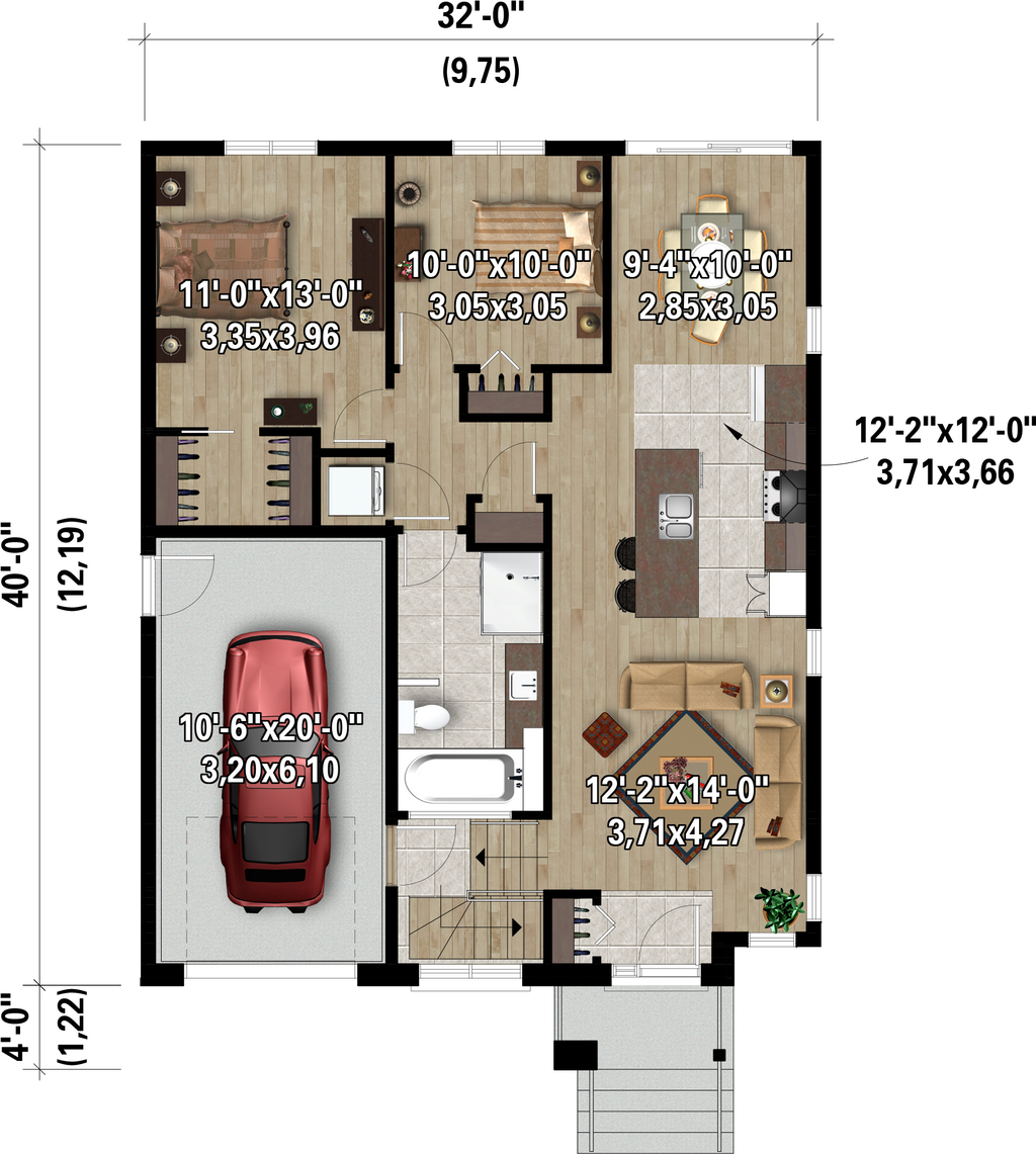 2 Bedroom Bungalow Floor Plans