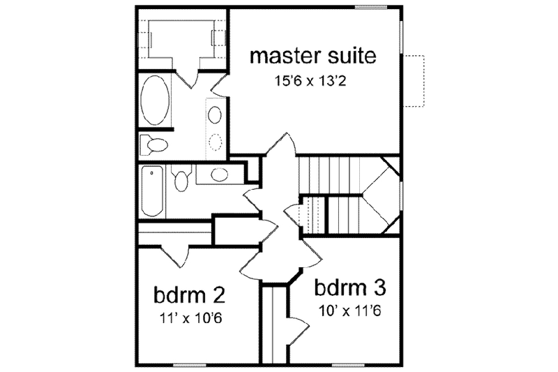 Architectural House Design - Floor Plan - Upper Floor for Colonial House Plan #84-113 - 3 bed, 2.5 bath