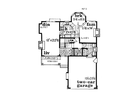 Floor Plan - Main Floor for Traditional House Plan #47-172 - 3 bed, 2.5 bath