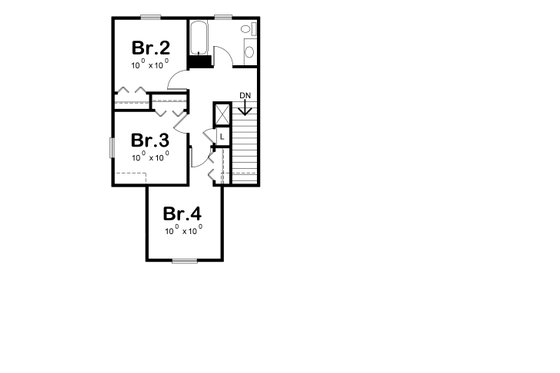 Floor Plan - Upper Floor for Craftsman House Plan #20-2353 - 4 bed, 3 bath