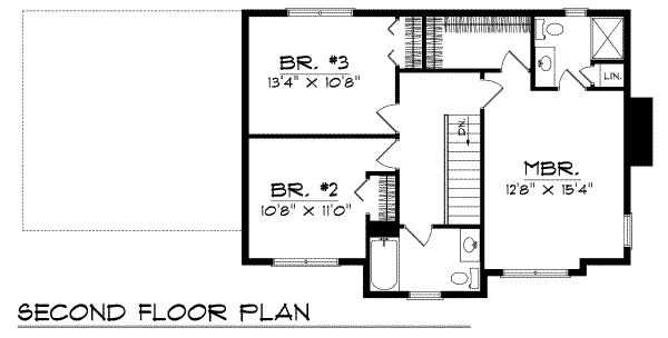 Traditional Floor Plan - Upper Floor Plan #70-171