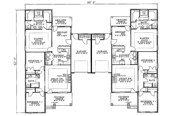 Floor Plan - Main Floor for Southern House Plan #17-1060 - 3 bed, 2 bath