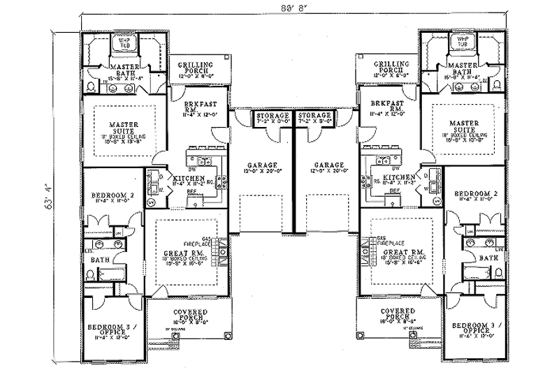 House Plan Design - Floor Plan - Main Floor for Southern House Plan #17-1060 - 3 bed, 2 bath