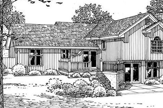 Exterior - Rear Elevation for Traditional House Plan #312-802 - 3 bed, 2.5 bath