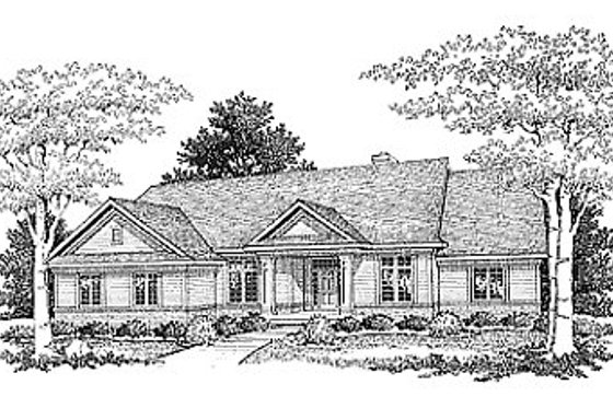 Exterior - Front Elevation for Traditional House Plan #70-306 - 3 bed, 2 bath