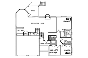 Floor Plan - Lower Floor for European House Plan #47-211 - 3 bed, 2.5 bath