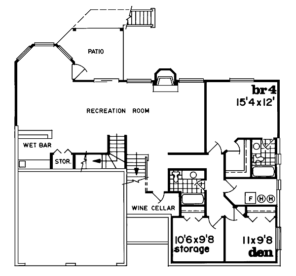 European Floor Plan - Lower Floor Plan #47-211