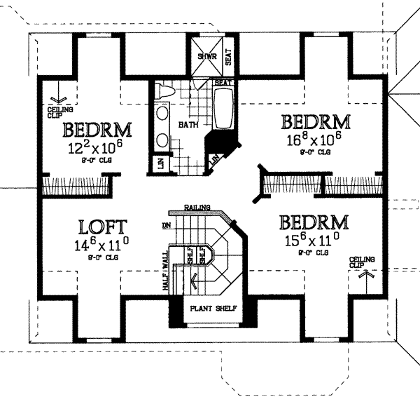 Dream House Plan - Country Floor Plan - Upper Floor Plan #72-183