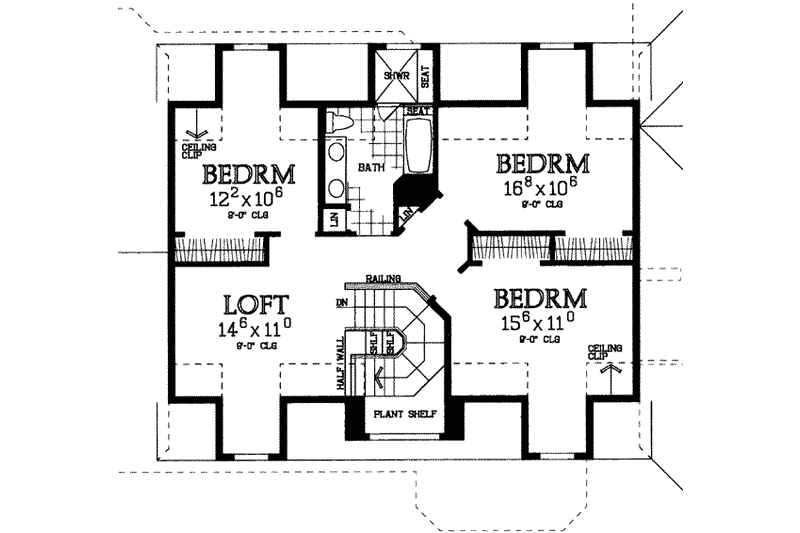 Dream House Plan - Floor Plan - Upper Floor for Country House Plan #72-183 - 4 bed, 2.5 bath