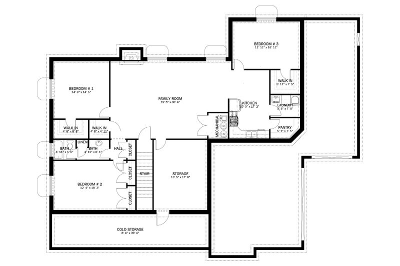 House Plan Design - Floor Plan - Lower Floor for Traditional House Plan #1060-141 - 3 bed, 2.5 bath