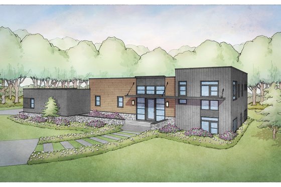 Exterior - Front Elevation 7 for Contemporary House Plan #928-343 - 3 bed, 2.5 bath