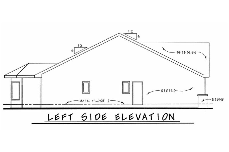 House Design - Exterior - Other Elevation for Bungalow House Plan #20-1606 - 2 bed, 2 bath