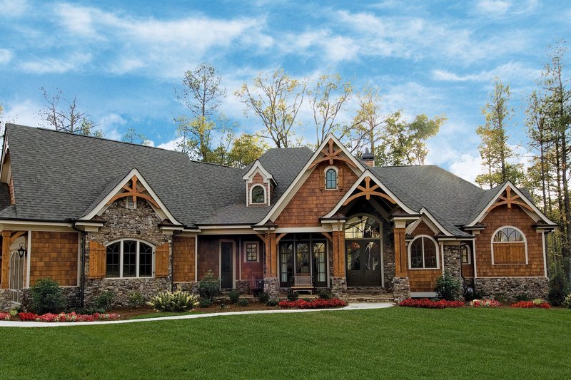 Dream House Plan - Craftsman Exterior - Front Elevation Plan #54-473