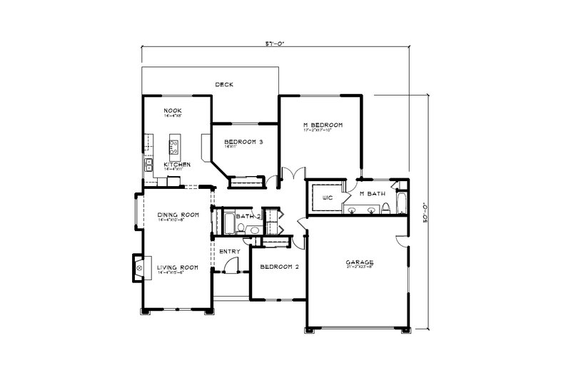 Architectural House Design - Floor Plan - Main Floor for Modern House Plan #515-66 - 3 bed, 2 bath