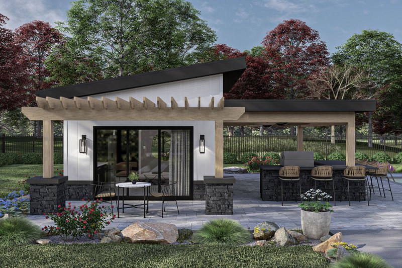 Dream House Plan - Exterior - Front Elevation 3 for Modern House Plan #455-458, 0 bath