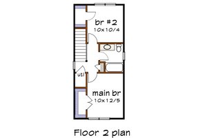 Floor Plan - Upper Floor for Farmhouse House Plan #79-277 - 2 bed, 1.5 bath