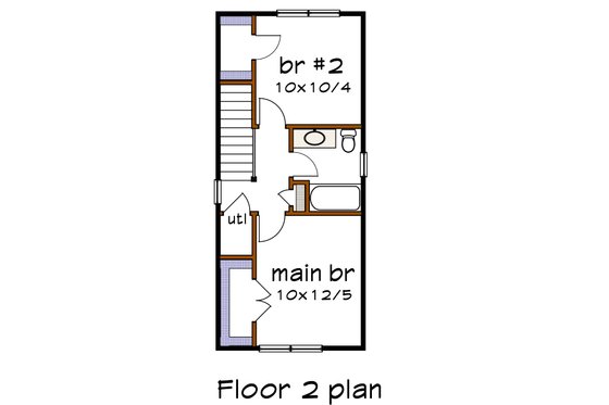 Floor Plan - Upper Floor for Farmhouse House Plan #79-277 - 2 bed, 1.5 bath
