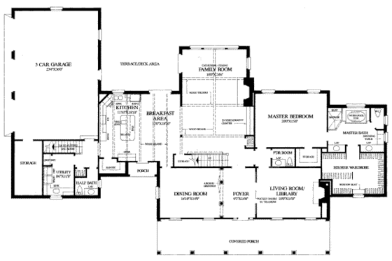 Floor Plan - Main Floor for Colonial House Plan #137-219 - 4 bed, 5.5 bath