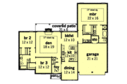 European Style House Plan - 3 Beds 2 Baths 2061 Sq/Ft Plan #16-187 