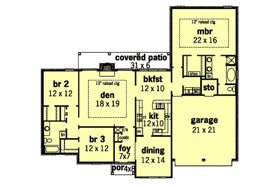 Floor Plan - Main Floor for European House Plan #16-187 - 3 bed, 2 bath