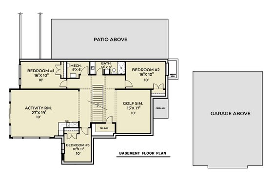 Floor Plan - Lower Floor for Contemporary House Plan #1070-224 - 4 bed, 2.5 bath