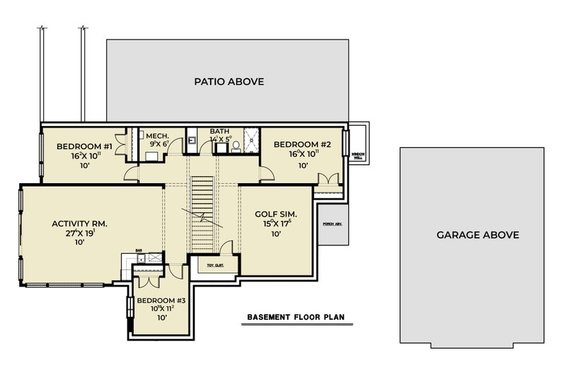 Dream House Plan - Floor Plan - Lower Floor for Contemporary House Plan #1070-224 - 4 bed, 2.5 bath