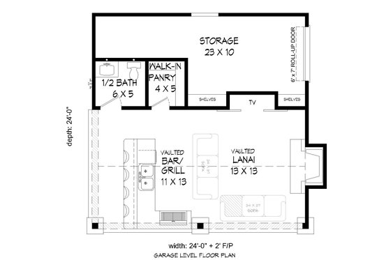 Floor Plan - Main Floor for Country House Plan #932-237, 0.5 bath