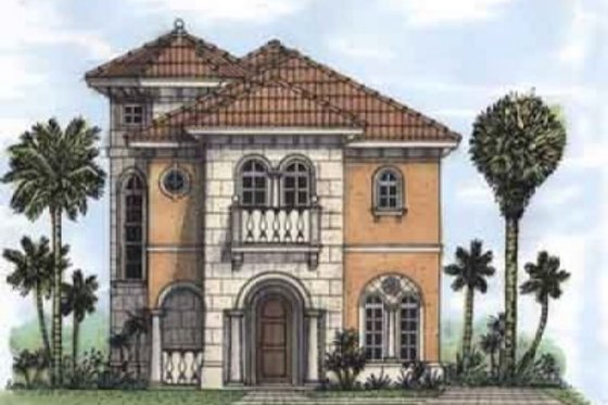 Exterior - Front Elevation for Mediterranean House Plan #115-145 - 3 bed, 3.5 bath
