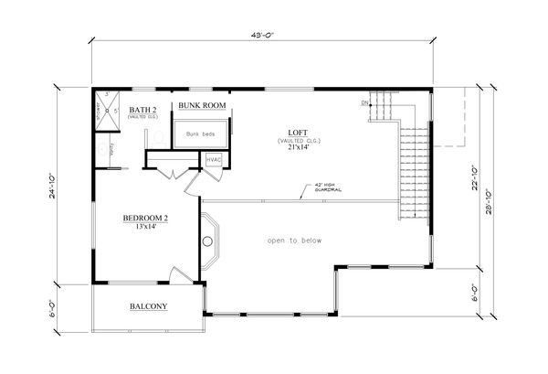 Modern Floor Plan - Upper Floor Plan #123-116