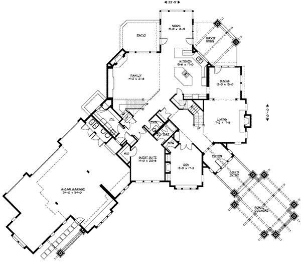 Architectural House Design - Craftsman Floor Plan - Main Floor Plan #132-179