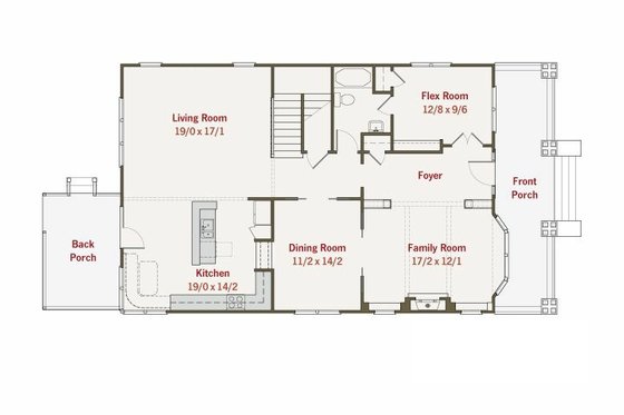 Floor Plan - Main Floor for Craftsman House Plan #461-11 - 4 bed, 3 bath