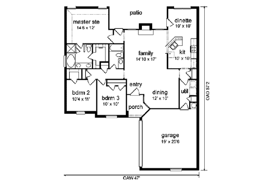 Floor Plan - Main Floor for Traditional House Plan #84-111 - 3 bed, 2 bath
