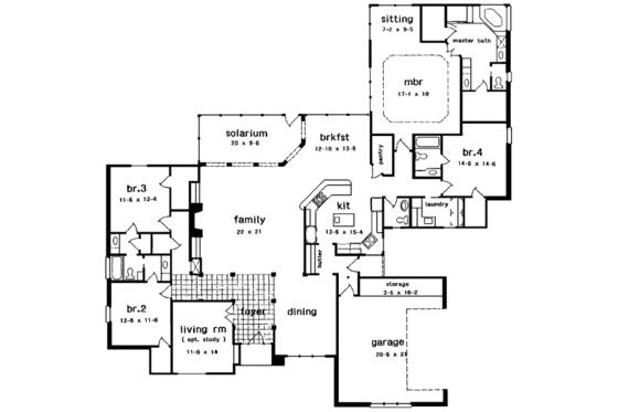Floor Plan - Main Floor for European House Plan #301-110 - 4 bed, 3.5 bath