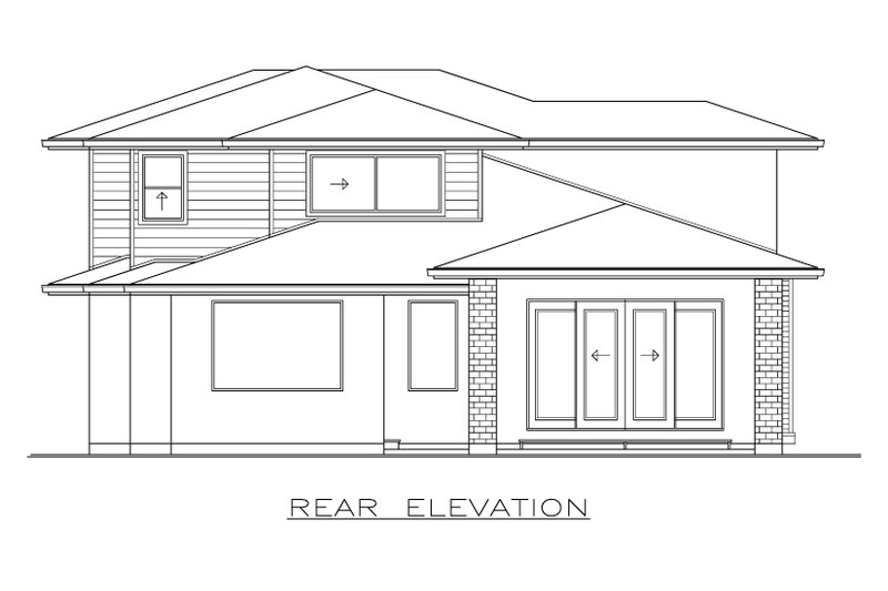 Dream House Plan - Exterior - Rear Elevation for Prairie House Plan #1100-100 - 3 bed, 2.5 bath