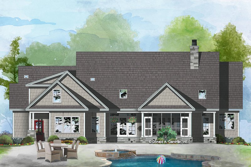 Home Plan - Exterior - Rear Elevation 1 for Ranch House Plan #929-1059 - 4 bed, 3.1 bath