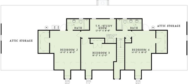 Traditional Floor Plan - Upper Floor Plan #17-298
