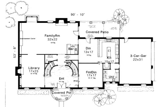 Floor Plan - Main Floor for Southern House Plan #310-171 - 4 bed, 3.5 bath